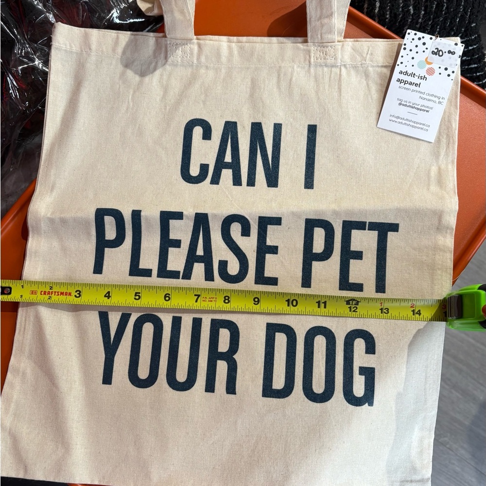 Adult-ish Apparel 'Can I Please Pet Your Dog' Cream Tote Bag *BRAND NEW* - Picture 2 of 5